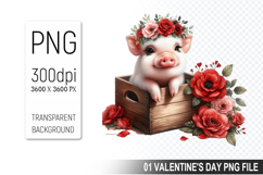 Valentine&#039;s Cute Pig Clipart PNG, Pig Graphic For Crafts Product Image 1