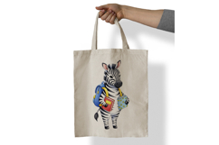 Cute Zebra with Backpack and Books Watercolor PNG Product Image 6