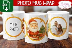 Merry Christmas photo mug wrap PNG, Santa mug template png Product Image 1