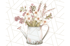 Watering Can Flowers PNG, Rustic Floral Watercolor Clipart Product Image 2