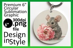 Cute Floral Mouse Round Design Sublimation PNG Product Image 1