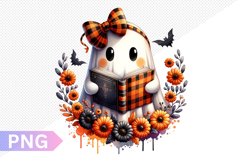 Halloween Ghost And Books Sublimation - Clipart PNG Design Product Image 1