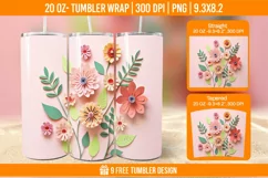 Cute Velvet Flower Tumbler Wrap Designs, Sublimation Wrap Product Image 1