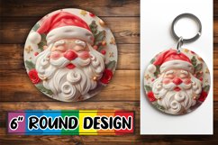 Holiday 3D Santa Round Keychain Design PNG Winter Product Image 1