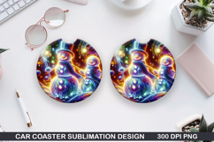 Snowman Car Coaster Sublimation|Christmas Coaster PNG Design Product Image 1