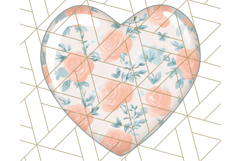Pastel Puffy Patterned Hearts Clipart PNG, 3D Look Heart Png Product Image 5
