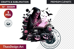Pink &amp; Black Gothic Halloween Skeleton Clipart PNG, Skull Product Image 1