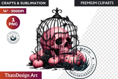 Pink and Black Gothic Halloween Skulls Clipart, pastel goth Product Image 1