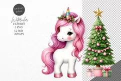 Christmas clipart, Unicorn clipart, Winter clipart Product Image 1