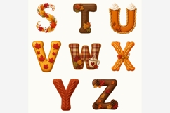Autumn Alphabet PNG Bundle | 26 Fall Letters, Pumpkin Leaf Product Image 3