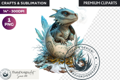 Cute Baby Dragon in a egg Clipart, dragon egg, Fantasy PNG Product Image 1