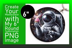 Vibrant Round Design Keychain Artwork , Astronaut Product Image 1