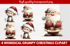 4 Whimsical Grumpy Christmas Clipart | Funny Grumpy Holiday Product Image 1