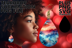 Unique Teardrop Earrings PNG Magic, Watercolor Pattern Product Image 1