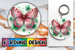 Radiant Circle Sublimation Keychains, Butterfly Product Image 1