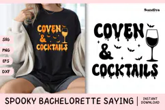 Spooky Bachelorette Party Saying SVG | Coven & Cocktails Product Image 1