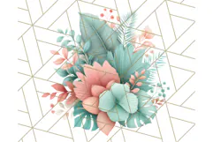 Coral and Aqua Summer Clipart PNG Pastel Tropical Icons Product Image 5