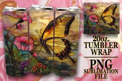 20oz Tumbler Wrap: Beautiful Glitter Butterflies Product Image 1