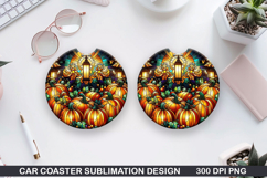 Pumpkin Car Coaster Sublimation| Halloween Coaster PNG Product Image 1