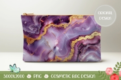 Gold Glitter Cosmetic Bag Design, Purple Marble Cosmetic Bag Product Image 1