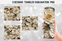 BUNDLE 3D Flowers Skinny Tumbler Wrap Sublimation Design PNG Product Image 9