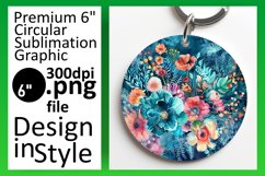 Circle Pattern Round Keychain Design Vibrant Floral Product Image 1