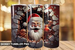 3D Christmas Santa Cracked Hole PNG Tumbler Design Product Image 1
