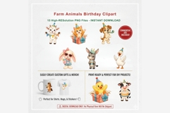 Farm Animals Birthday Clipart Bundle | 15 PNG Files Product Image 2