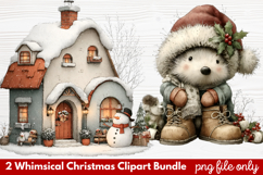 2 Whimsical Christmas Clipart | Cute Festive Holiday PNG Product Image 1
