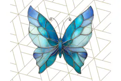 Stained Glass Butterfly PNG Colorful Clipart for Sublimation Product Image 5