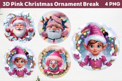 3D Pink Christmas Ornament Break clipart png Product Image 1