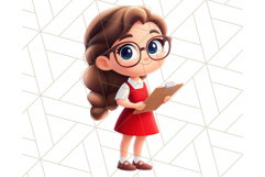 Cute Teacher Girls Clipart, School PNG, Teacher Sublimation Product Image 5