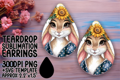 Stylish Teardrop Earrings PNG Artwork , Cute Bunny Product Image 1