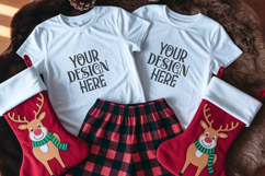 Christmas Family Matching Group Flat Lay T-Shirt Mockups Product Image 1