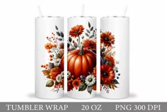 Fall Pumpkin Tumbler Sublimation. Fall Tumbler Design Product Image 1