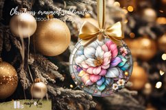 Stained glass floral round ornament sublimation png Product Image 1