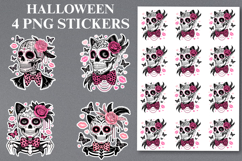 4 Halloween Skull Stickers Png | Printable Product Image 1