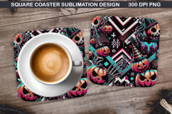 Halloween Coaster Sublimation, Halloween Coaster PNG Design Product Image 1