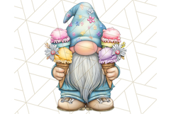 Ice Cream Gnome Clipart PNG Summer Dessert Art, Summer Gnome Product Image 5