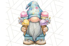 Ice Cream Gnome Clipart PNG Summer Dessert Art, Summer Gnome Product Image 5