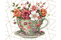 Vintage Floral Teacup Clipart PNG, Blooming Teacups Clip Art Product Image 5