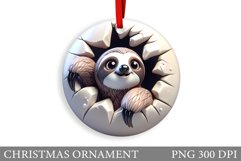 Cute Sloth Christmas Ornament. Christmas Sloth Sublimation Product Image 1