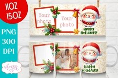 Merry Christmas photo mug wrap PNG, Santa mug PNG Product Image 1