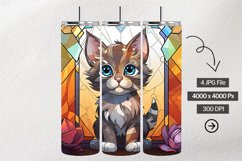 Kitten Stained Glass Square Coaster - 04 Variations Product Image 2