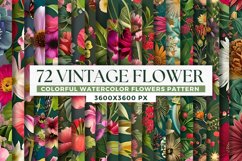 72 Vintage Watercolor Flowers | Vintage flowers BUNDLE Product Image 1