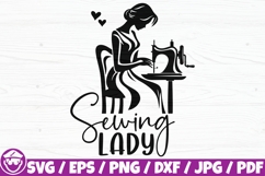 Sewing Lady Silhouette, Sewing Lady Svg, Sewing Lady Drawn Product Image 1