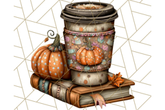 Autumn Library Clipart PNG, Cozy Fall Book Art Product Image 5