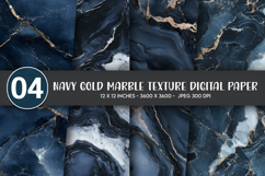 Navy Gold Marble Texture Digital Paper Product Image 1