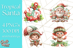 Tropical Santa Clipart Beach Christmas Clip Art Holiday PNG Product Image 1