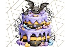 Whimsical Halloween Cake Clipart PNG, Spooky Desserts Product Image 5